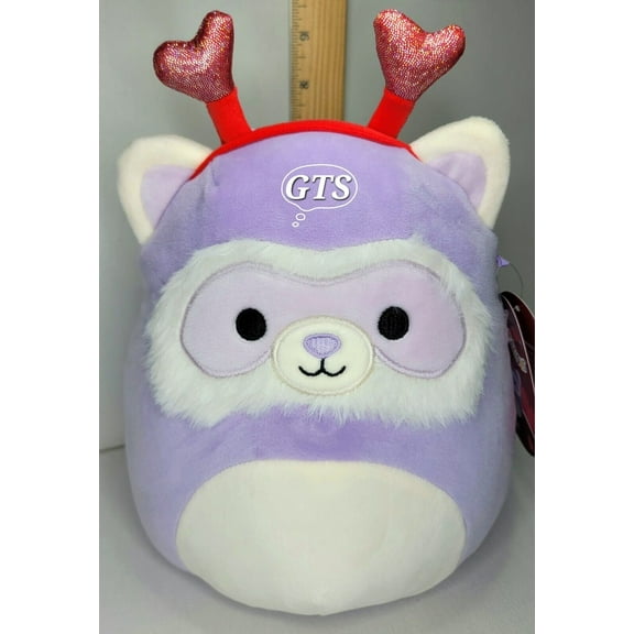 Squishmallow 8" Lyle Ferret Soft Purple Valentine Heart Antenna Plush