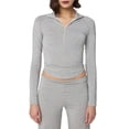 thumbnail image 1 of Sudadera Deportiva de Cuello Alto con Cremallera de un Cuarto para Mujer Gris L, 1 of 10
