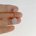 thumbnail image 5 of Double Round Cubic Zircon Filigree Opal Center Surgical Steel Belly Button Rings Navel Rings Belly Piercing 3pcs wihite blue green, 5 of 5