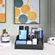 thumbnail image 3 of Pu Leather Desk Organizer with 5 Compartments Holder, Multi-Functional Office Supplies Storage Caddy for Pen/Pencil, Phones, Remote Controller and Desktop Accessorie Black（Only storage box）, 3 of 5