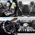 thumbnail image 2 of Yuyamidu Eagle Car Interior Sets Car Front Back Seat Covers Steering Wheel Cover Seatbelt Pad American Flag Trash Bin Rearview Mirror Cover Coasters Keychain 13pcs Auto Accessory, 2 of 7