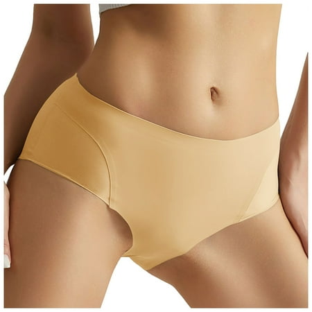 Hessimy 5Pcs Seamless Thong Yoga Fitness Seamless Sexy Underwear Low Rise Thong For Women Beige M