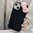 thumbnail image 1 of Funda de teléfono de silicona suave con lazo rosa 3D Linda coreana para iPhone 14 13 12 11 Pro Max X XR Funda a prueba de golpes de Color sólido, 1 of 4