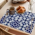 thumbnail image 3 of Navy Blue Geometric Placemats Set of 4 Vintage Abstract Art Place Mats Indoor Wipeable Table Mats Washable Cloth Dining Table Placemats for Kitchen Holiday Party Home Decor 13x19 Inch, 3 of 9