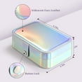 thumbnail image 5 of Delamu Portable Jewelry Box with Snap Lock Double-Layered Organizer for Women Girls PU Leather Travel Display Case for Earrings Rings Necklaces, 5 of 6