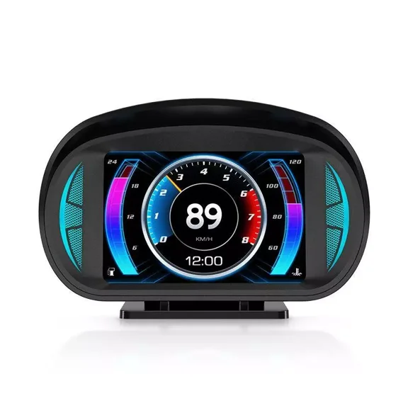 LUOLAX OBD2 GPS HUD Gauge Car Digital Head Up Display Speedometer Turbo RPM Alarm Temp