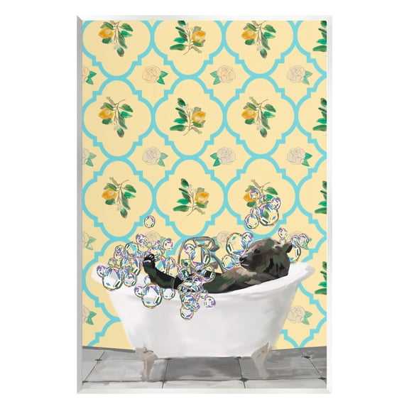 Stupell Industries Bear in Patterned Bathroom Animals & Insects Painting Unframed Art Print Wall Art, 10 x 15