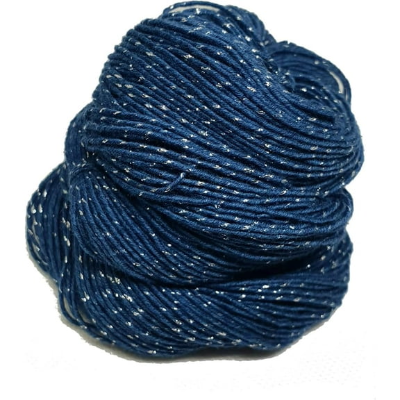 Knitsilk Sparkle Silk Yarn: Silk Shimmer Sparkle & Shine Yarn Iridescent Sparkle Yarn - 50 GR Pure Mulberry Silk Yarn - Knit, Crochet, Weave, Baby Yarns (Navy Blue)