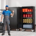 thumbnail image 2 of 61" Tall Metal Garage Storage Cabinet with Wheels and Locking Doors and Tall Rolling Steel Tool Cabinet with 3 Adjustable Shelves for Garage,Home,Office,Shop (Black), 2 of 14
