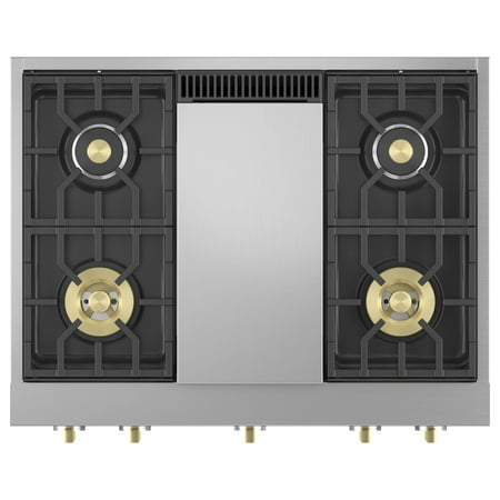 Monogram - 36" Built-In Gas Cooktop with 4 Burners - Stainless steel