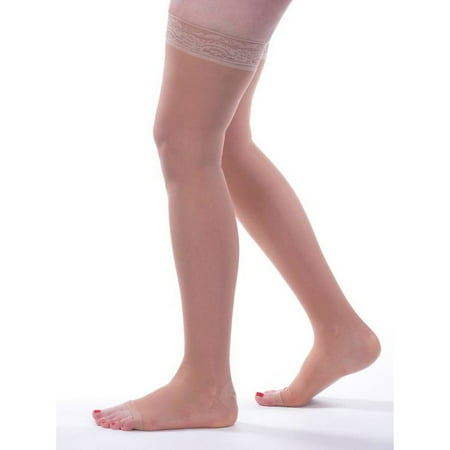 

Allegro 20-30mmHg Essential 9 Sheer Support Open Toe Thigh High Hose (Nude) Medium