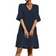 thumbnail image 4 of Vestido corto de verano en línea A para mujer Color sólido/impresión floral Vestido de manga corta y cuello en V Nituyy Vestido pastel estampado de mujer con cuello en V, 4 of 5