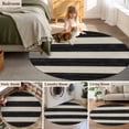 thumbnail image 5 of Round Area Rug 3 Ft, Black White Striped Washable Non-Slip Circle Carpet for Living Room/Bedroom, Farmhouse Vintage Shabby Chic Wood Grain Low-Profile Small Floor Mats Collection Rugs for Indoor, 5 of 8
