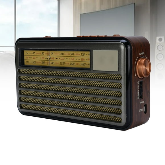 Vintage Small Radio, Compact Digital Signal Processing Chip Small Radio FM AM SW Solar Battery Operated for Outdoor Lighting