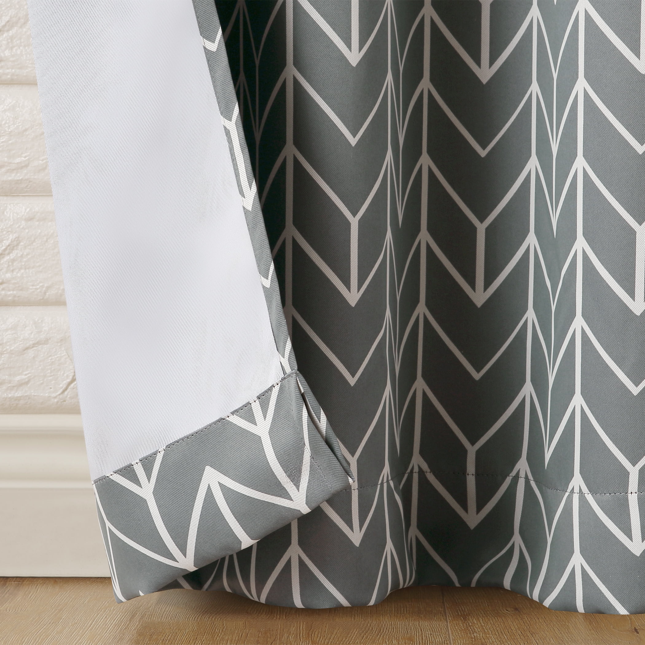 Sun Zero Kenwood Chevron Blackout Grommet Curtain Panel, 40"X84", Gray