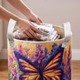 thumbnail image 4 of Cozy Homey Butterfly Print Laundry Basket,Easy-Clean Quilted Fabric Storage Bin with Canvas Handles for Dirty Clothes in the Laundry Room,20"x28", 4 of 6