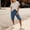Blue, variant on Bermuda Shorts for Women Knee Length High Waist Trousers with Pockets Casual Lounge Dark Blue,S