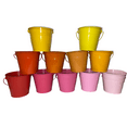 Colored Mini Metal Buckets 3Pack Colorful Tin Pails with Handles, SmallSized for The Beach