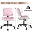 thumbnail image 4 of Erinnyees Pink Armless Office Chair: PU Leather Mid-Back, Adjustable Height & 360° Swivel Rolling Desk Chair for Home & Small Spaces, 4 of 10