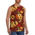 thumbnail image 2 of Saiise Débardeur pour Homme à Carreaux Rouges avec Imprimé Tournesol : T-Shirt Sans Manches Élégant pour Sports Décontractés et Occasions à la Plage - Grand, 2 of 7