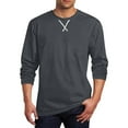 thumbnail image 2 of VBTAPA Men's Big and Tall Long Sleeve Crew Neck Tee Shirt Cotton Blend Basic T-Shirt Casual Loose Solid Tees Dark Gray XXXL, 2 of 6