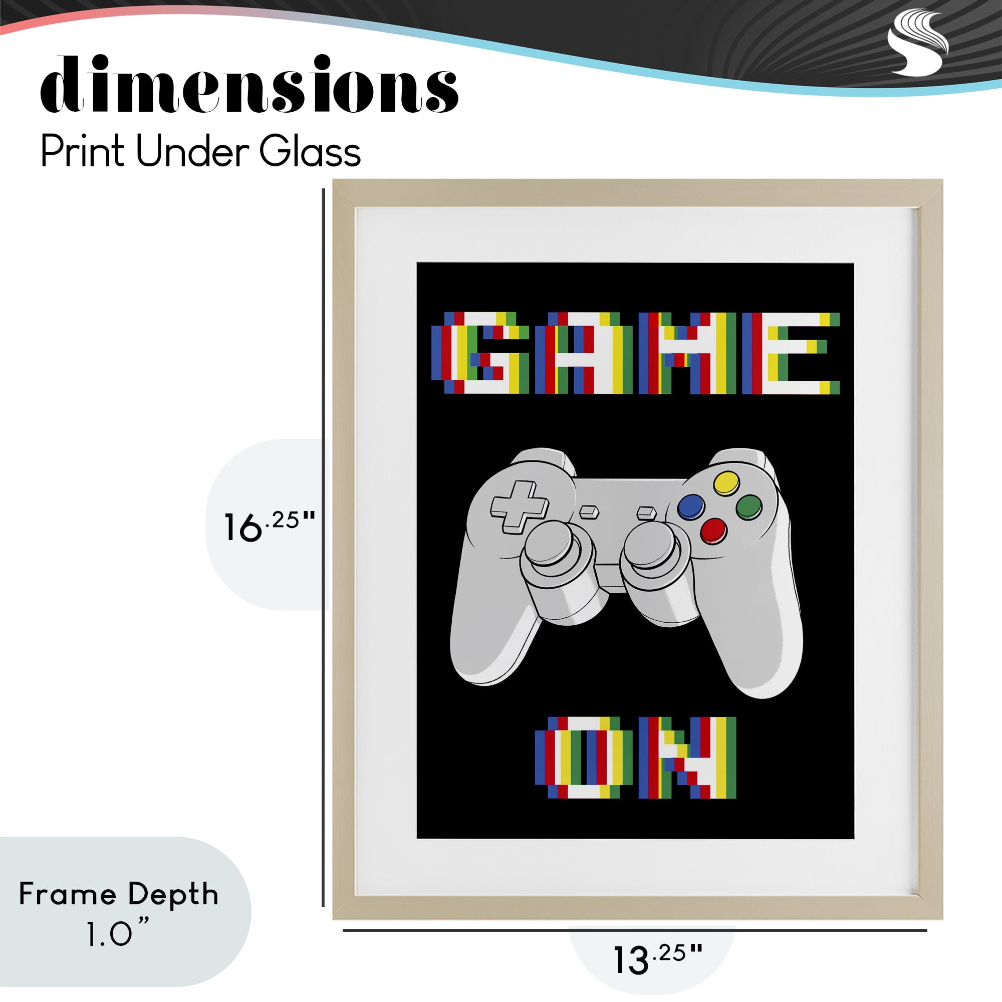Stupell Industries Colorful Digital Game On Birch Framed Print Under Glass, design by Marcus Prime