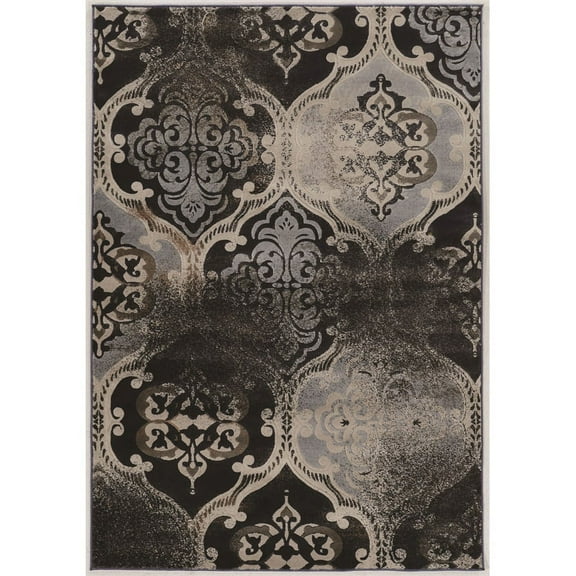 Linon Jewel Arthur Machine Made Polypropylene 2'x3' Rug in Blue