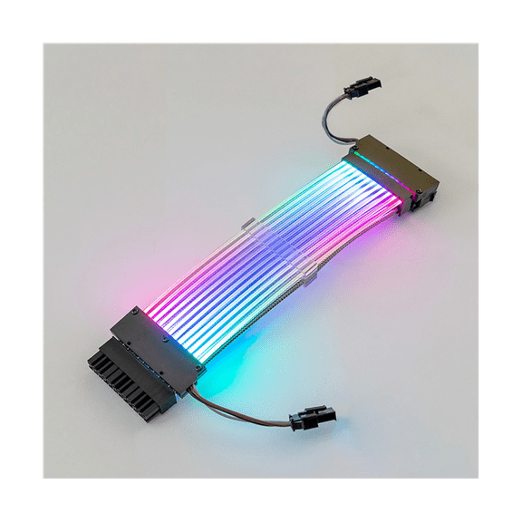 PC Case PSU Extension RGB Cable, ATX 24Pin Color Line ARGB Streamer Transfer Adapter, M/B 5V 3Pin SYNC