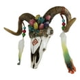 thumbnail image 6 of Rustic Corsican Ram Skull With Flowers And Dreamcatcher Feathers Wall Decor, 6 of 8