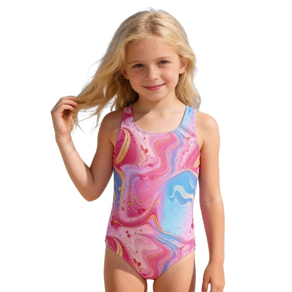 Shadoumai One Piece Swimsuit for Girls 10-12 Ruffle Girls Tankini Swimsuit Quick Dry Contrast Color Bathing Suit for Girls Ruched Adjustable Strap Swimwear with Cover Up Pants