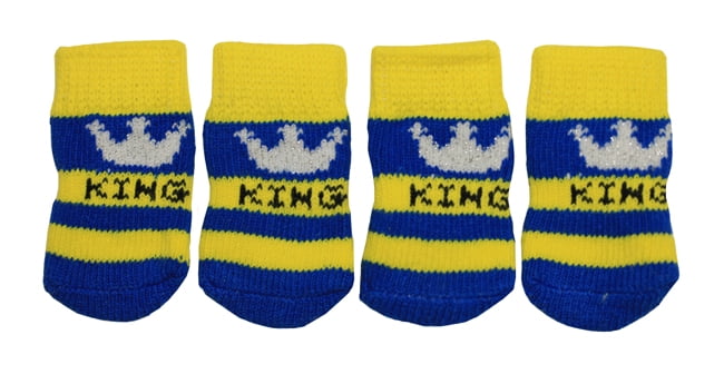 King & Crown Design Anti-Slip Dog Socks for Clean Comfy Paws Pet Puppy Cat 4pcs