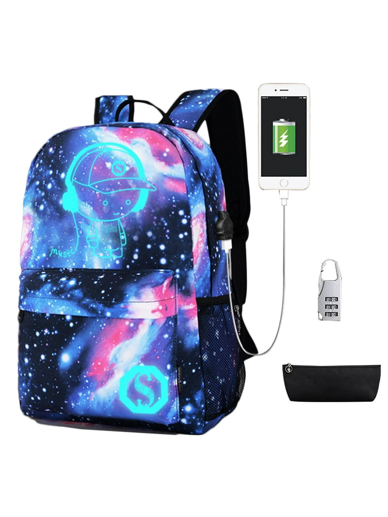 USB Charge Luminous Backpack Cool Boys School Backpack Shoulder Bag Laptop Back Galaxy Backpack for Sdudents Teens Boys Girls - Walmart.com