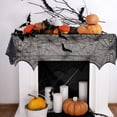 thumbnail image 3 of Catlerio Halloween Decorations Halloween Tablecloth Black Lace Round Spider Cobweb Table Cover Fireplace Mantel Scarf Spiderweb Fireplace Scarf for Halloween Party, 3 of 5