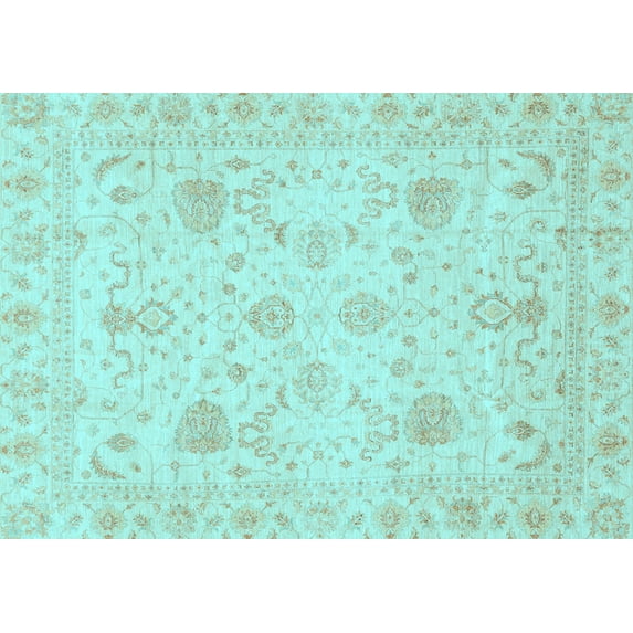 Ahgly Company Indoor Rectangle Oriental Light Blue Traditional Area Rugs, 8' x 10'