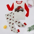 thumbnail image 4 of Ulitacool Boy Outfits Crewneck Boys' Long Sleeve Pajama With Truck Prints Tee Pants Relax Fit Wear Red 2-3 Years, 4 of 6