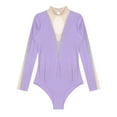 thumbnail image 5 of Xnihocha Women Gymnastics Leotard Long Sleeve Ballet Dance Unitard Figure Skating Bodysuit Catsuit Light Purple L, 5 of 7