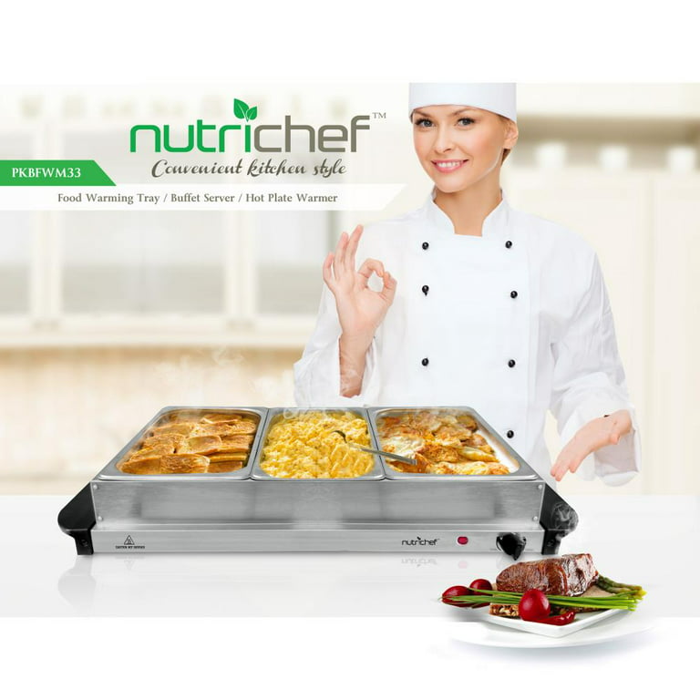 NutriChef Portable 16.5 x 11 Electric Food Warmer Platter Tray