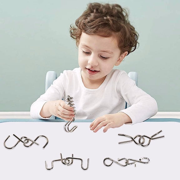 nTRIUQJ 15 Sets Metal Puzzle Ring Link Buckle Interlock Untie Game Brain Teaser Toy As the picture