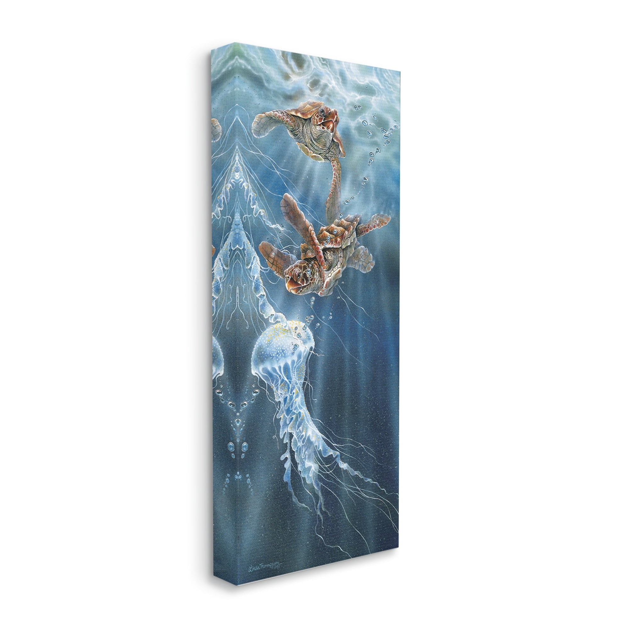 Stupell Industries Underwater Jellyfish & Turtles Coastal Painting Gallery Wrapped Canvas Print Wall Art