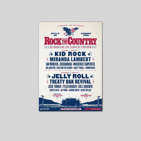 Josh Turner Celebrating 250 Years Fredom Tour 2026 Poster Size 24''x36'' The Golden Shop