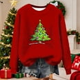 thumbnail image 5 of Stamzod Women's Sweatshirt 2025 Plus Size Fashion Christmas Long Sleeve Tops Xmas Holiday Warm Fleece Pullover Women Crewneck Sweatshirts Winter Clothes Red B XL, 5 of 5