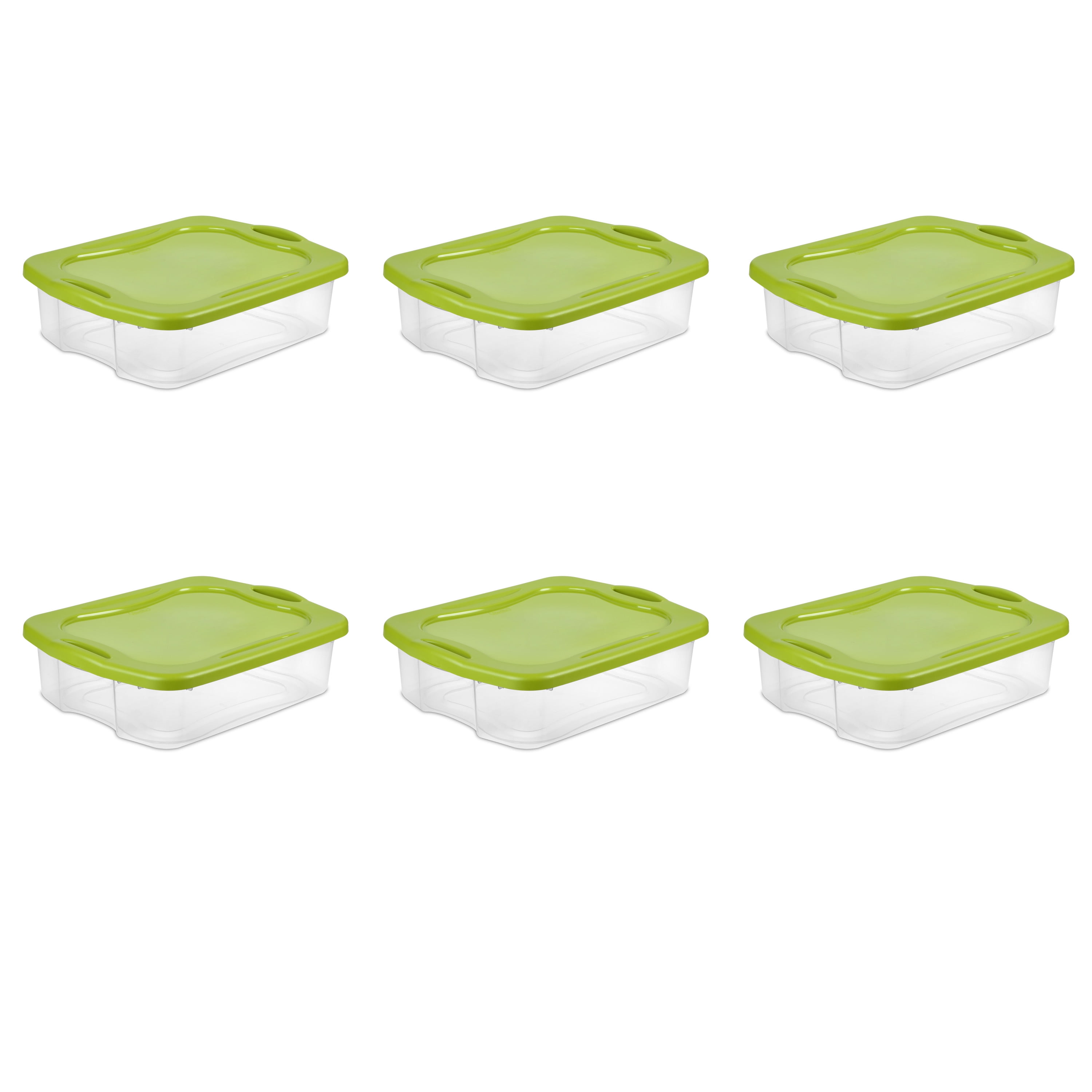 Sterilite 35 Qt. EZ Carry Clear/ Spicy Lime Set of 6