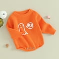 thumbnail image 3 of Okbabeha Toddler Baby Girl Boy Halloween Sweater/Romper Knit Chunky Ghost Sweaters Oversized Onesie Cute Winter Clothes, 3 of 7