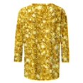 thumbnail image 4 of Fiudx Ofertas Flash Del Día Solo En Línea Blusa Holgada con Cuello Redondo Retro y Manga Tres Cuartos a La Moda para Mujer, 4 of 5