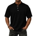 thumbnail image 2 of Dresfit Dress Shirts Mens Button Down Waffle Business Tees Short Sleeve Loose Big and Tall Tennis Tops Cotton Lightweight Shirt Black 2XL, 2 of 9