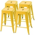 thumbnail image 2 of Furmax 24 Inches Metal Bar Stools Bar Height High Backless Stools Indoor Outdoor Stackable Kitchen Stools Set of 4 (Yellow), 2 of 4