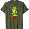 thumbnail image 6 of Cute Funny Green Dancing Turtle Tortoise on Brown Tree Root T-Shirt, 6 of 10