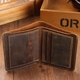 thumbnail image 4 of Men Retro Wallet Money Bag Coin Pocket Slim Purse Cowhide Change Card Short Handmade Fashionable for Business Driver Coffee Color Horizontal, 4 of 8