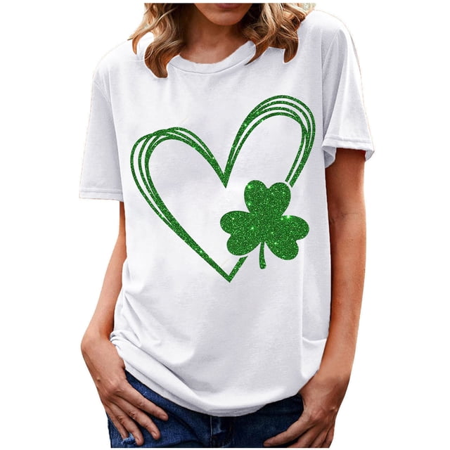 LSLJS Hauts de Mode pour Femmes Imprimé Manches Courtes Blouse Col Rond T-Shirt Drôle, Cadeaux pour Femmes