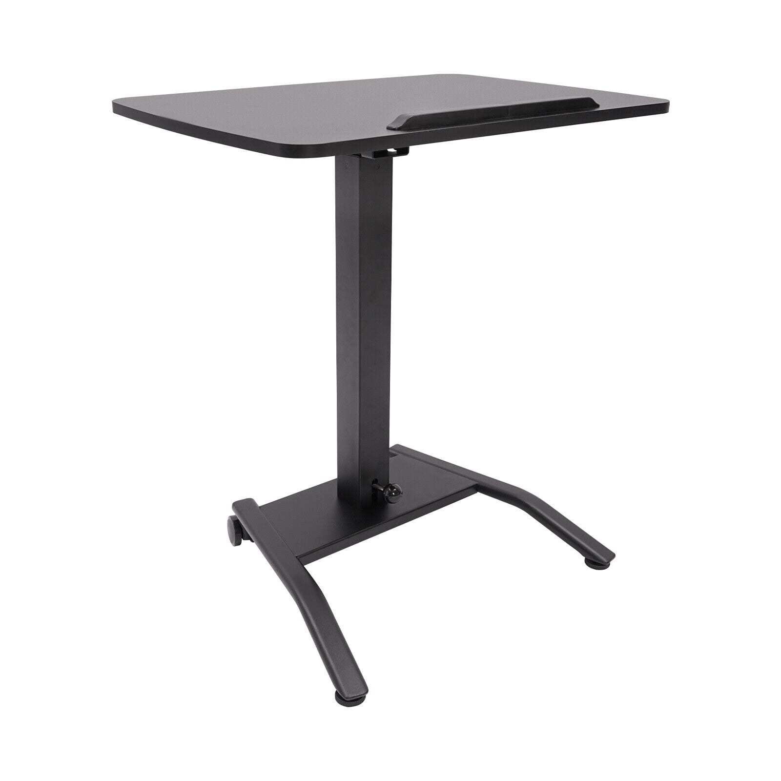 Adjustable Rolling Desk, Adjustable Podium Desk, Standing Lifting Desk 2 Lockable Wheels Black Modern 25.5*17in